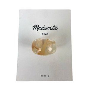 Madewell Acrylic Sz 7 Ring, Peach/Orange Swirl Design